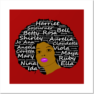 Black History Month Powerful Women in Natural Hair Afro Art Posters and Art